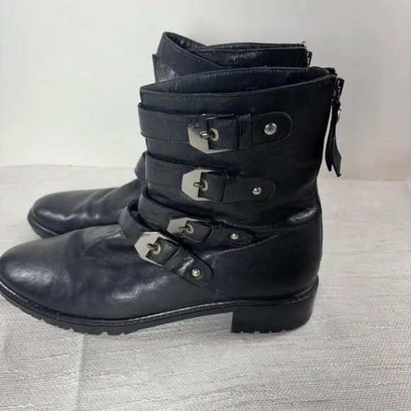 Stuart Weitzman Leather Moto Boots - 8.5 - Picture 6 of 8